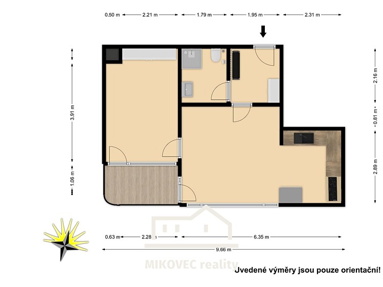 Pronájem bytu 2+kk 44 m² - foto 3