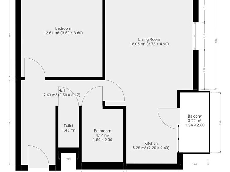 Pronájem bytu 2+kk 53 m² - foto 4