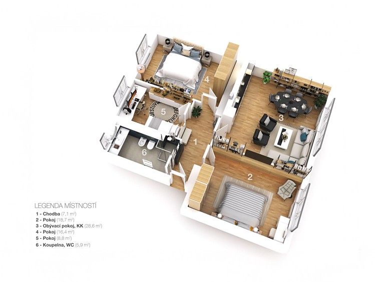 Prodej bytu 4+kk 85 m² (Jednopodlažní) - foto 2