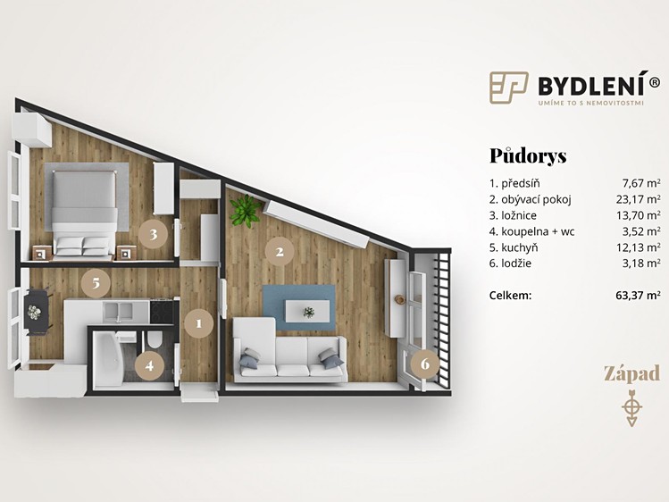 Prodej bytu 2+1 62 m² (Jednopodlažní) - foto 2
