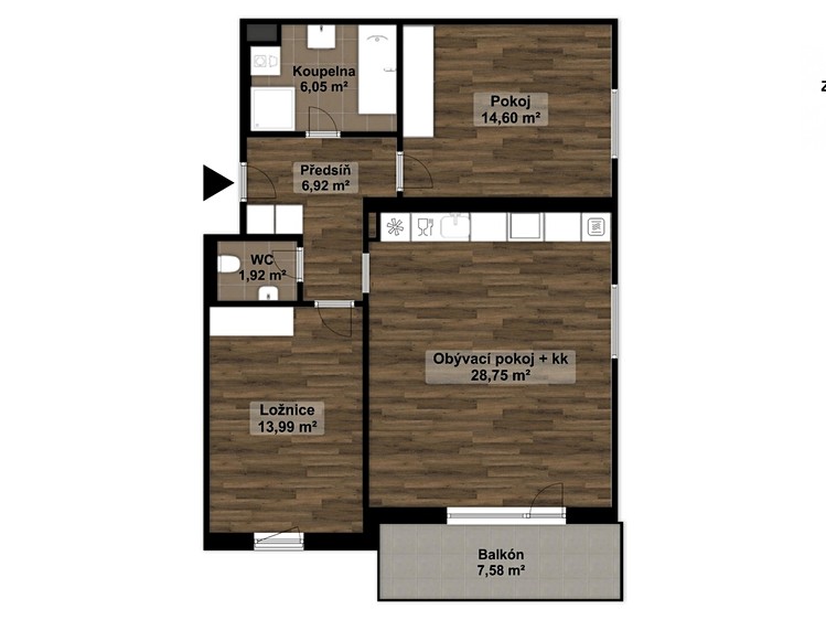Prodej bytu 3+kk 72 m² (Jednopodlažní) - foto 4