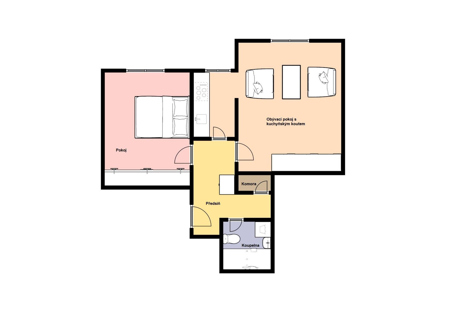 Pronájem bytu 2+kk 43 m² - foto 3