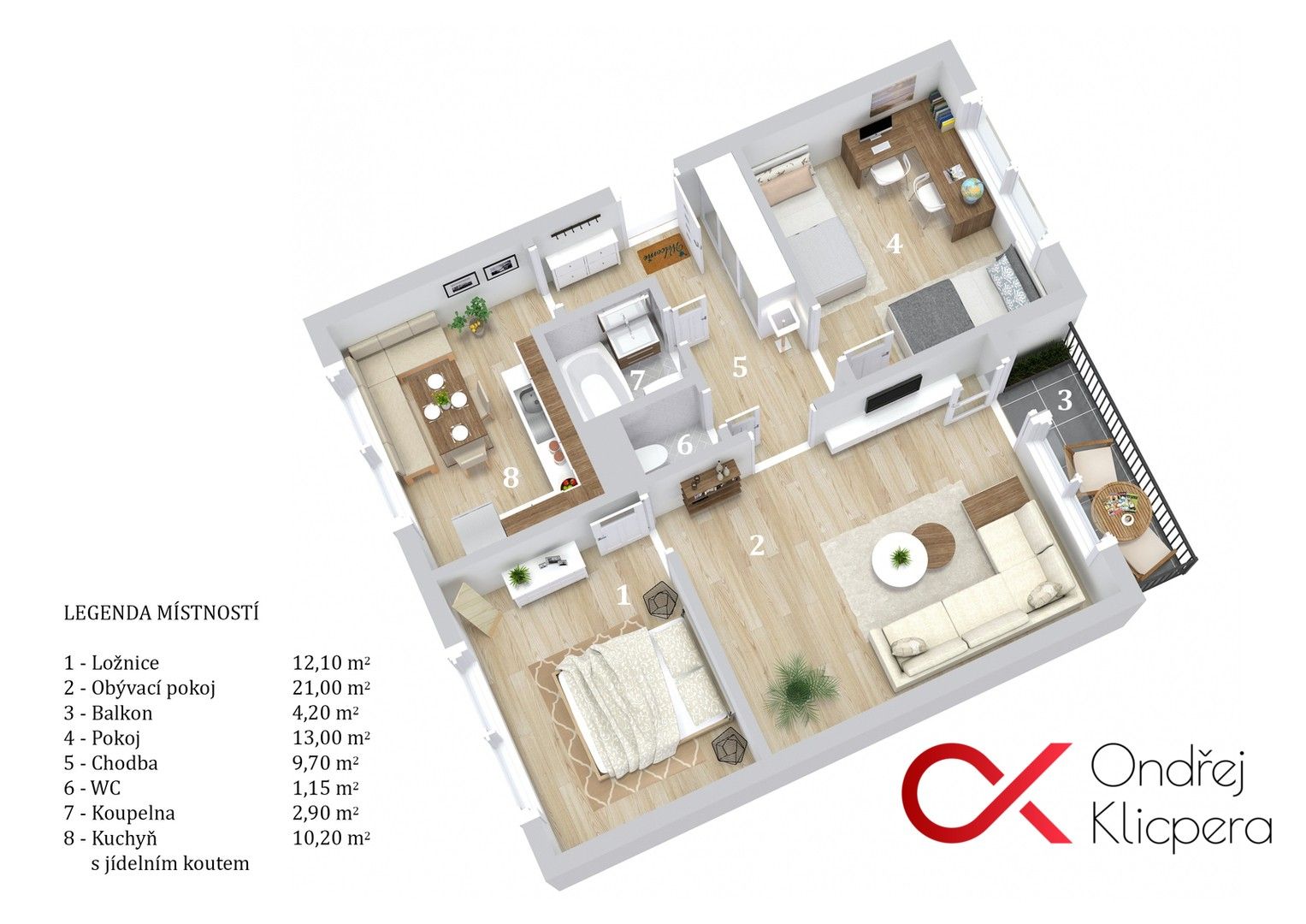 Pronájem bytu 3+1 70 m² - foto 2