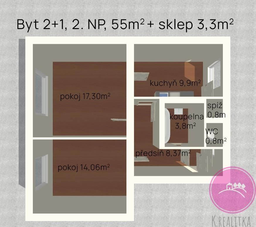 Pronájem bytu 2+1 58 m² - foto 11