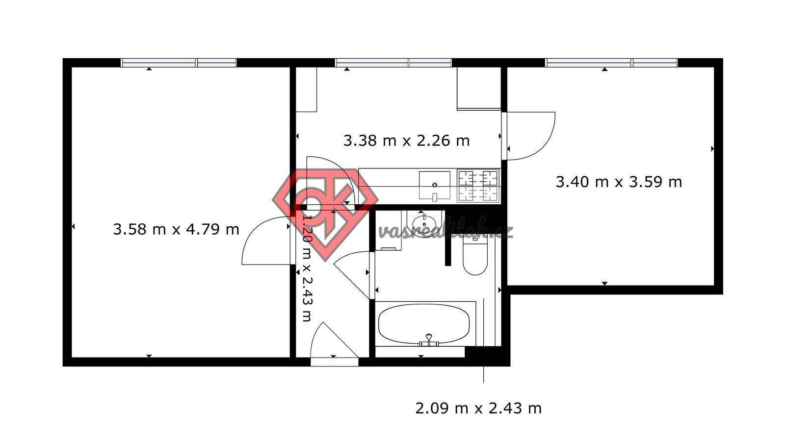 Prodej bytu 2+1 48 m² - foto 2