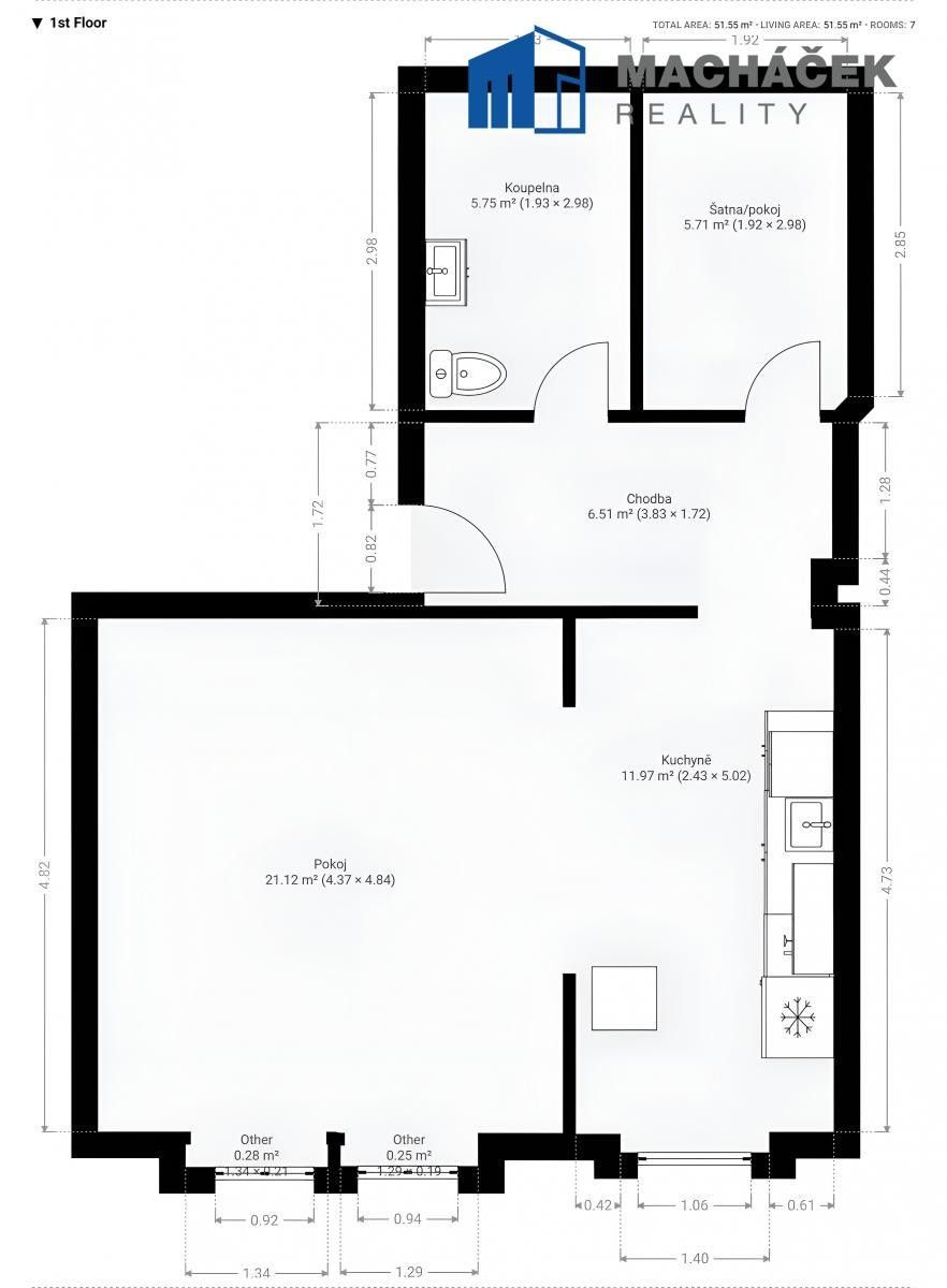 Pronájem bytu 1+kk 52 m² - foto 3
