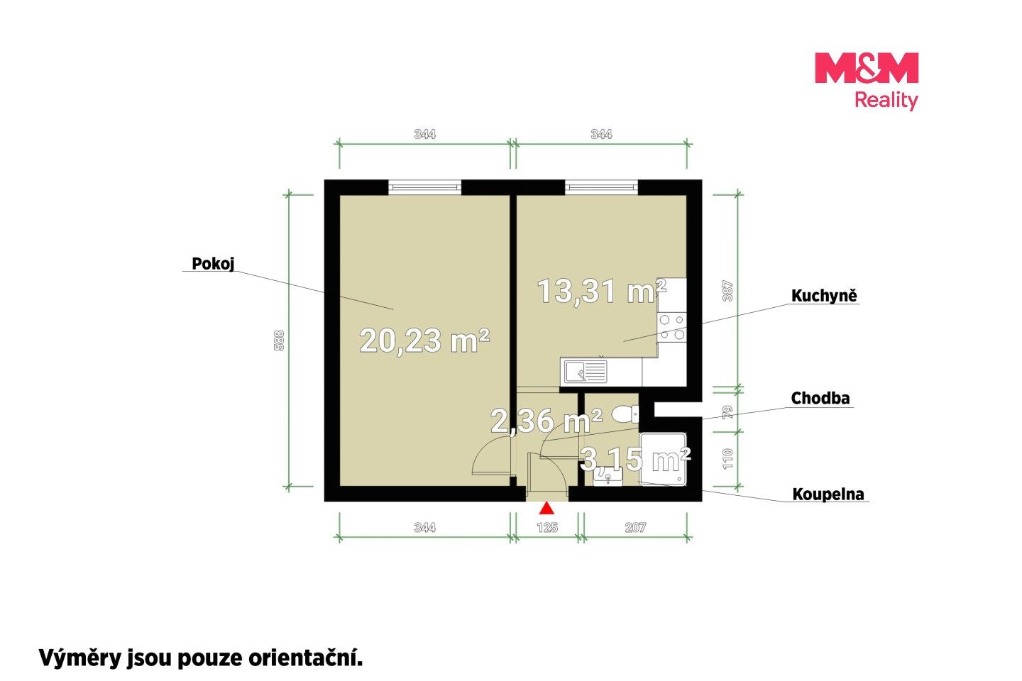 Pronájem bytu 2+kk 40 m² - foto 2