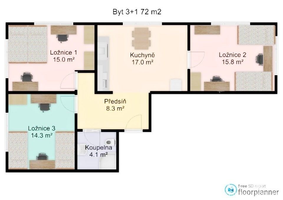 Pronájem bytu 3+1 72 m² - foto 3