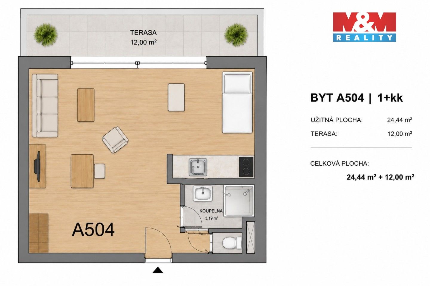 Pronájem bytu 1+kk 24 m² - foto 8