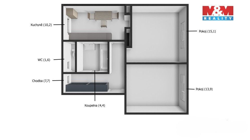 Prodej bytu 2+1 52 m² - foto 2