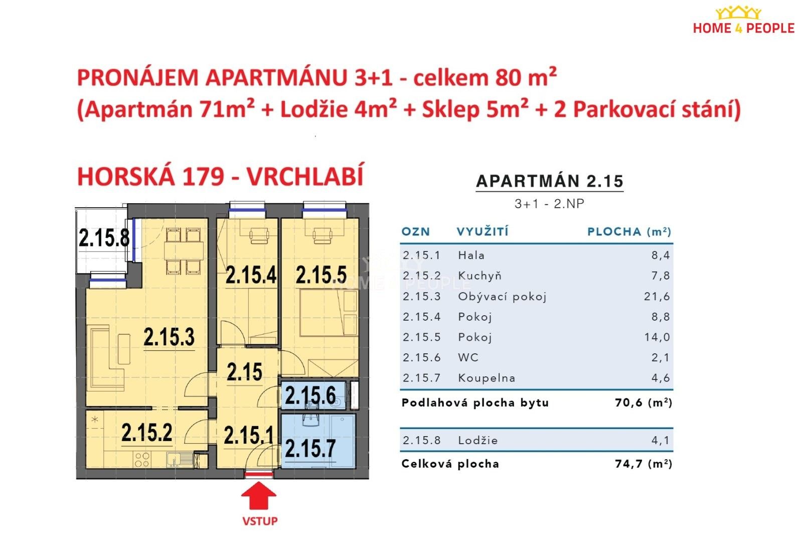 Pronájem bytu 3+1 80 m² - foto 2