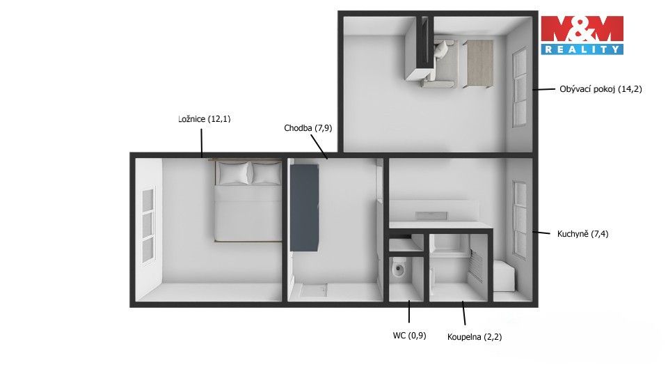 Prodej bytu 2+1 49 m² - foto 9