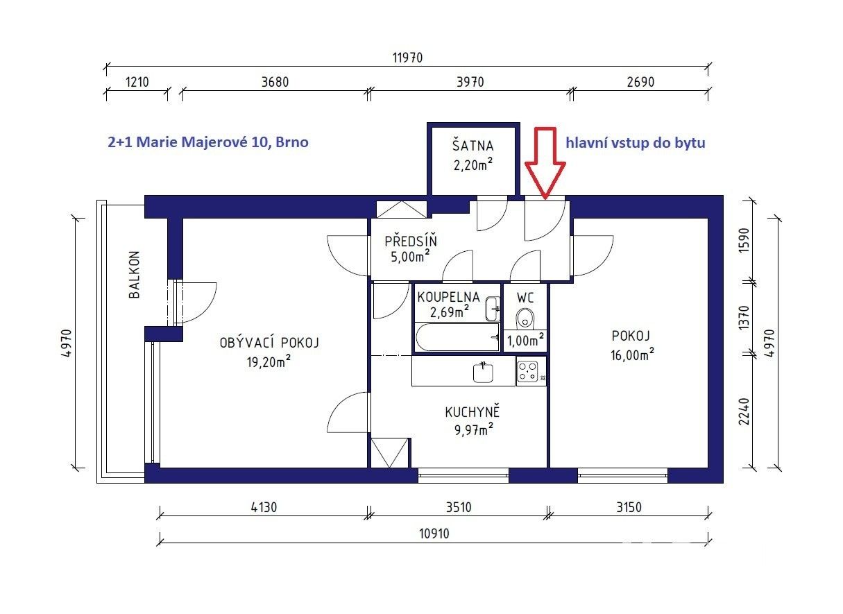 Prodej bytu 2+1 57 m² - foto 3