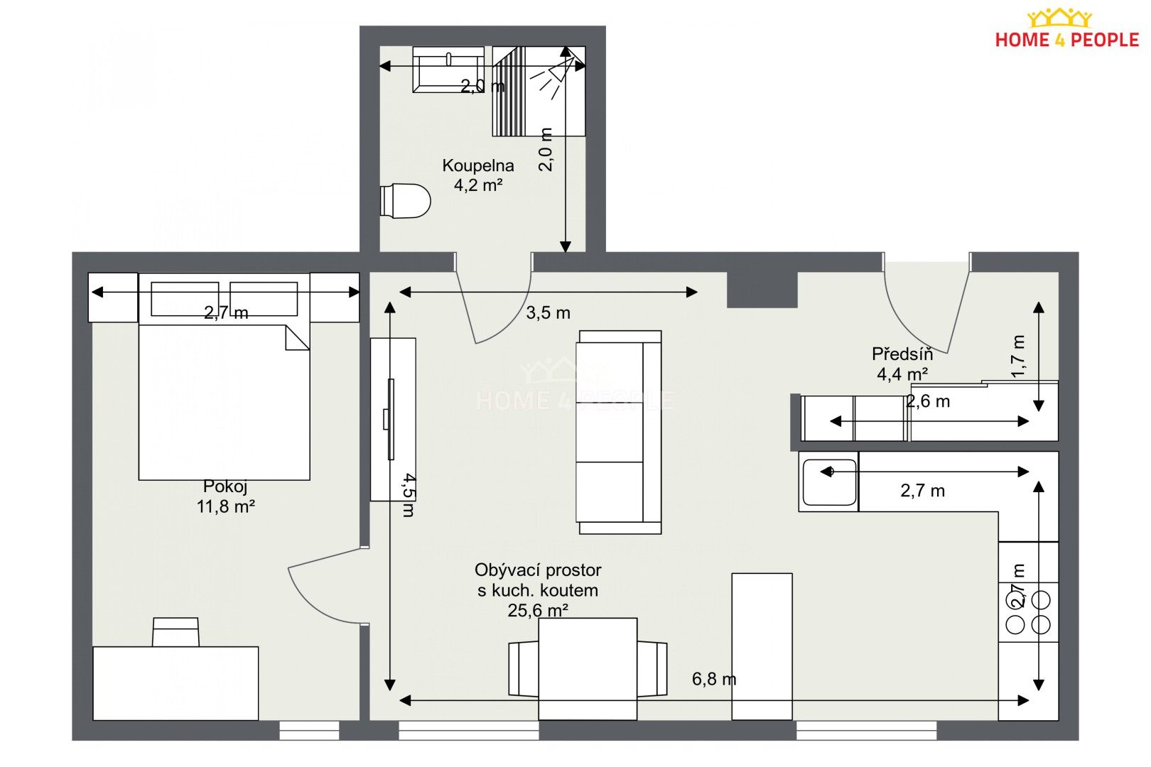 Pronájem bytu 2+kk 46 m² - foto 6