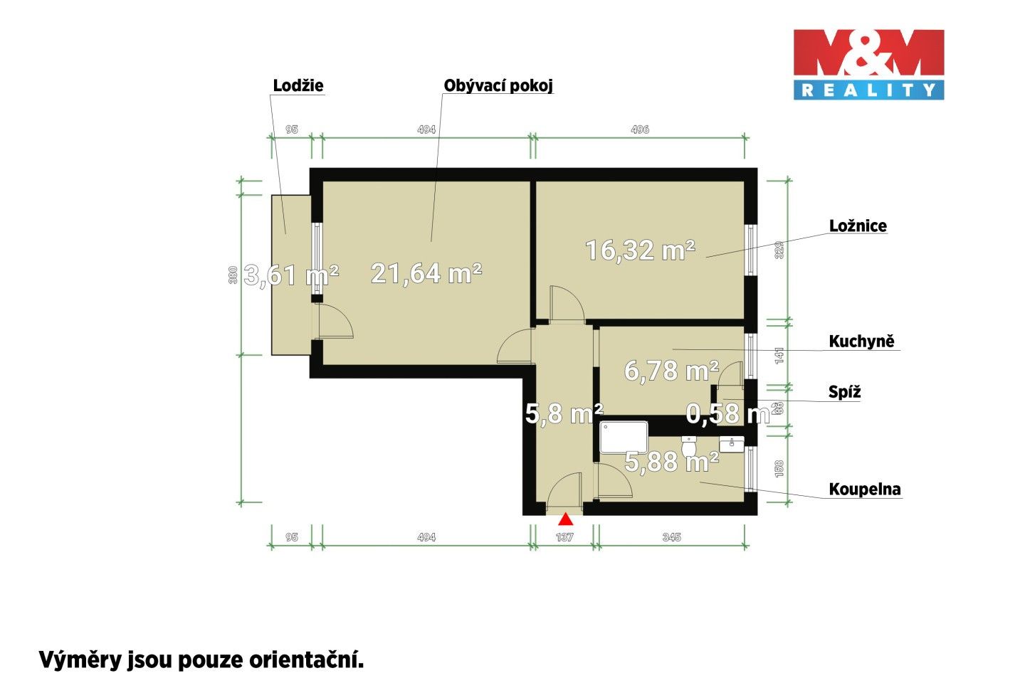 Pronájem bytu 2+1 60 m² - foto 3