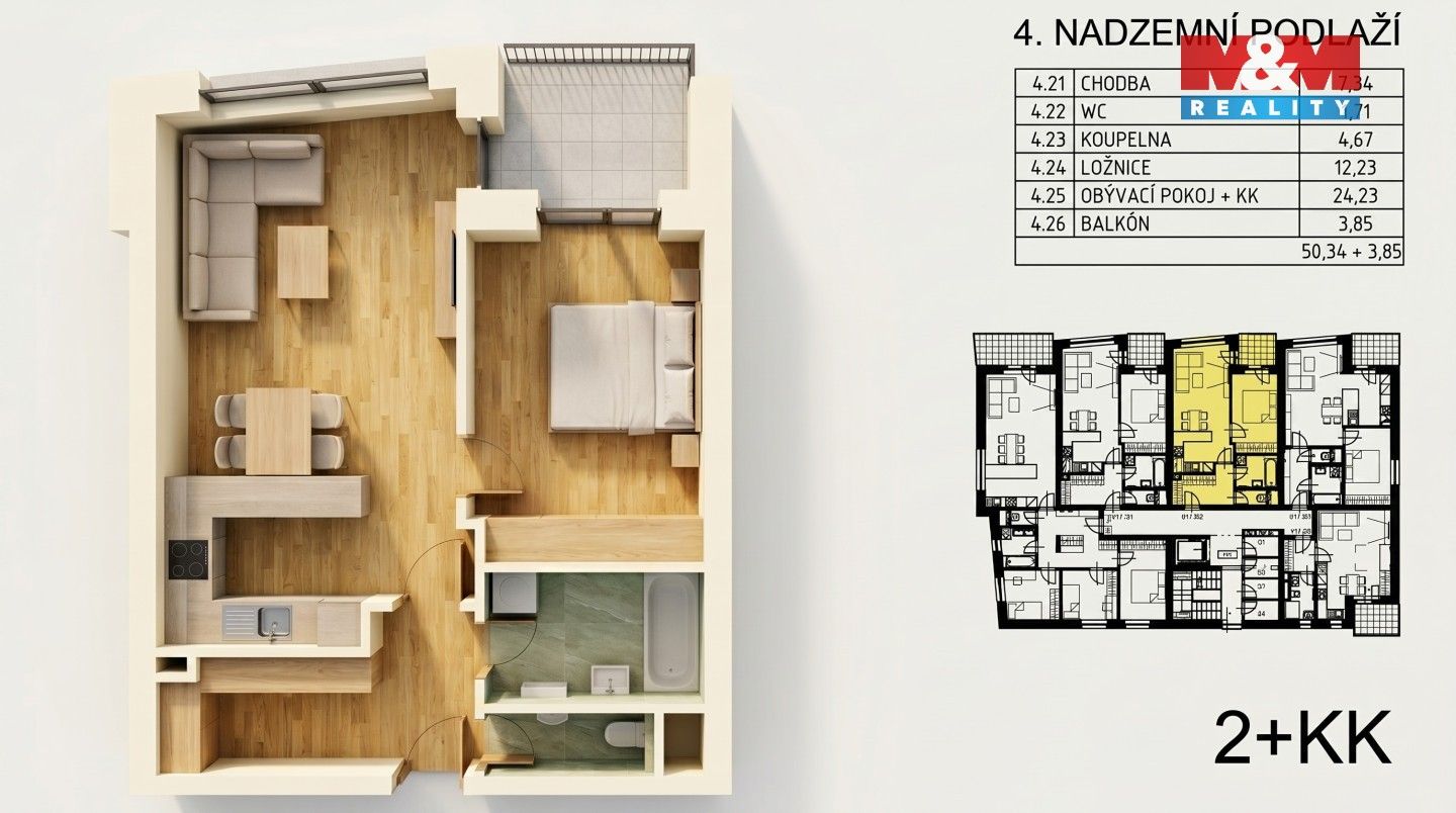 Pronájem bytu 2+kk 50 m² - foto 3