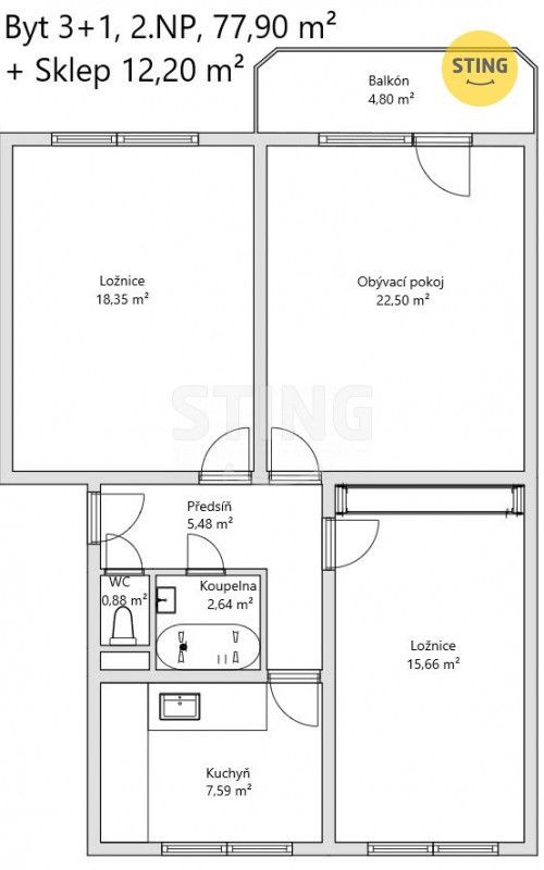 Prodej bytu 3+1 73 m² - foto 13