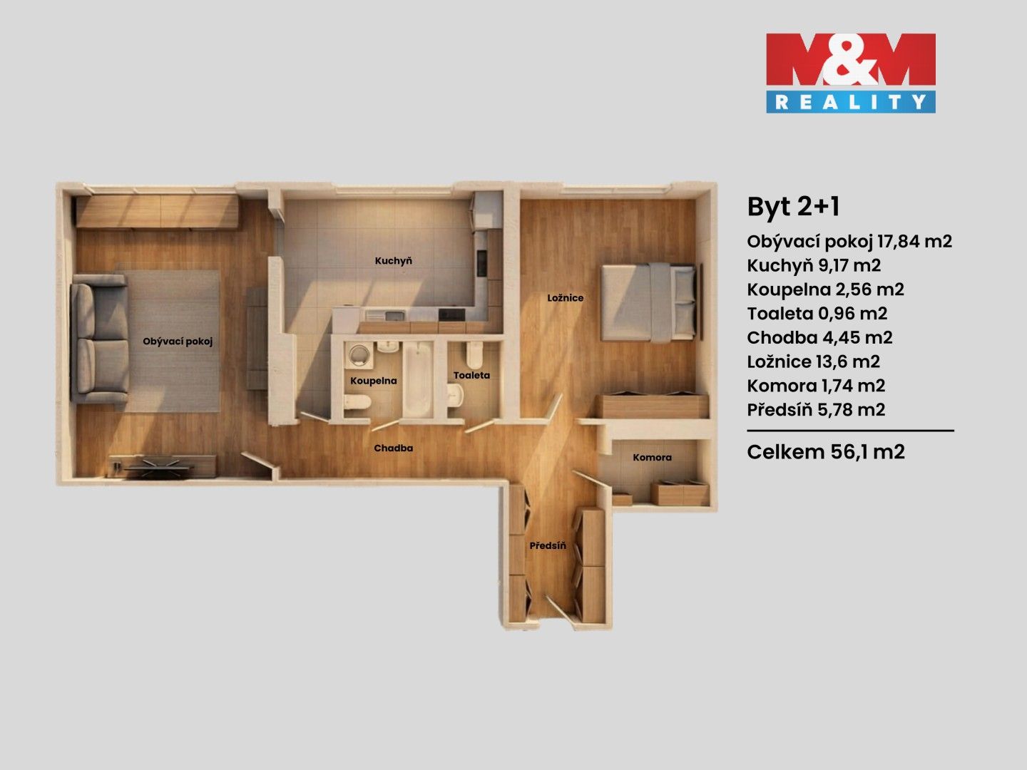 Pronájem bytu 2+1 56 m² - foto 8