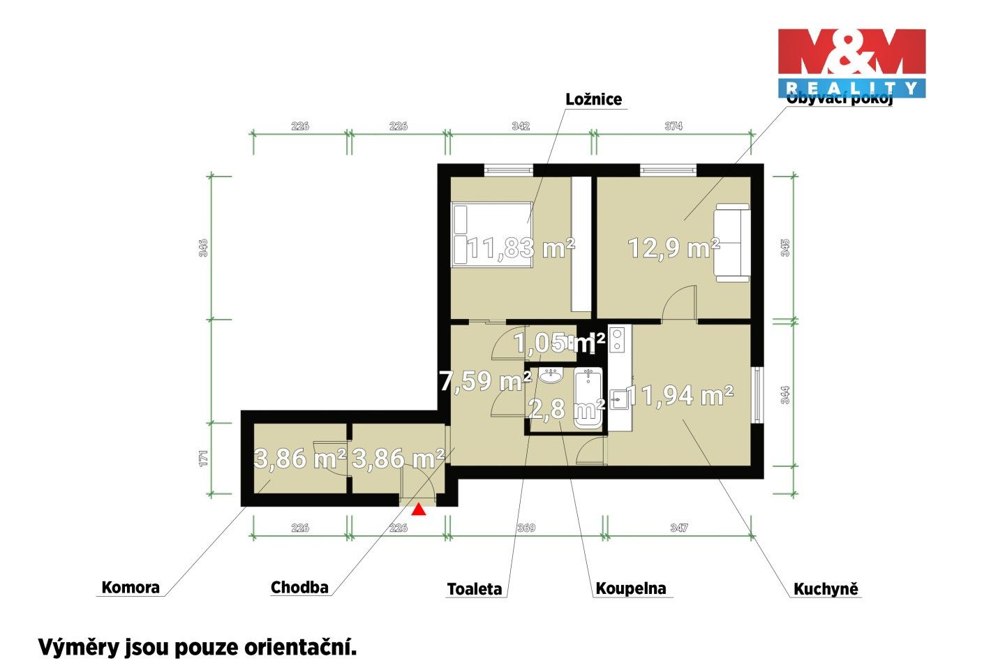 Prodej bytu 2+1 57 m² - foto 2