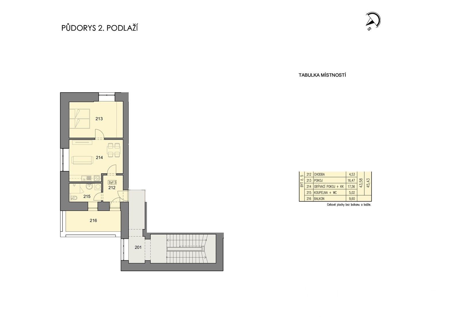 Prodej bytu 2+kk 43 m² - foto 2