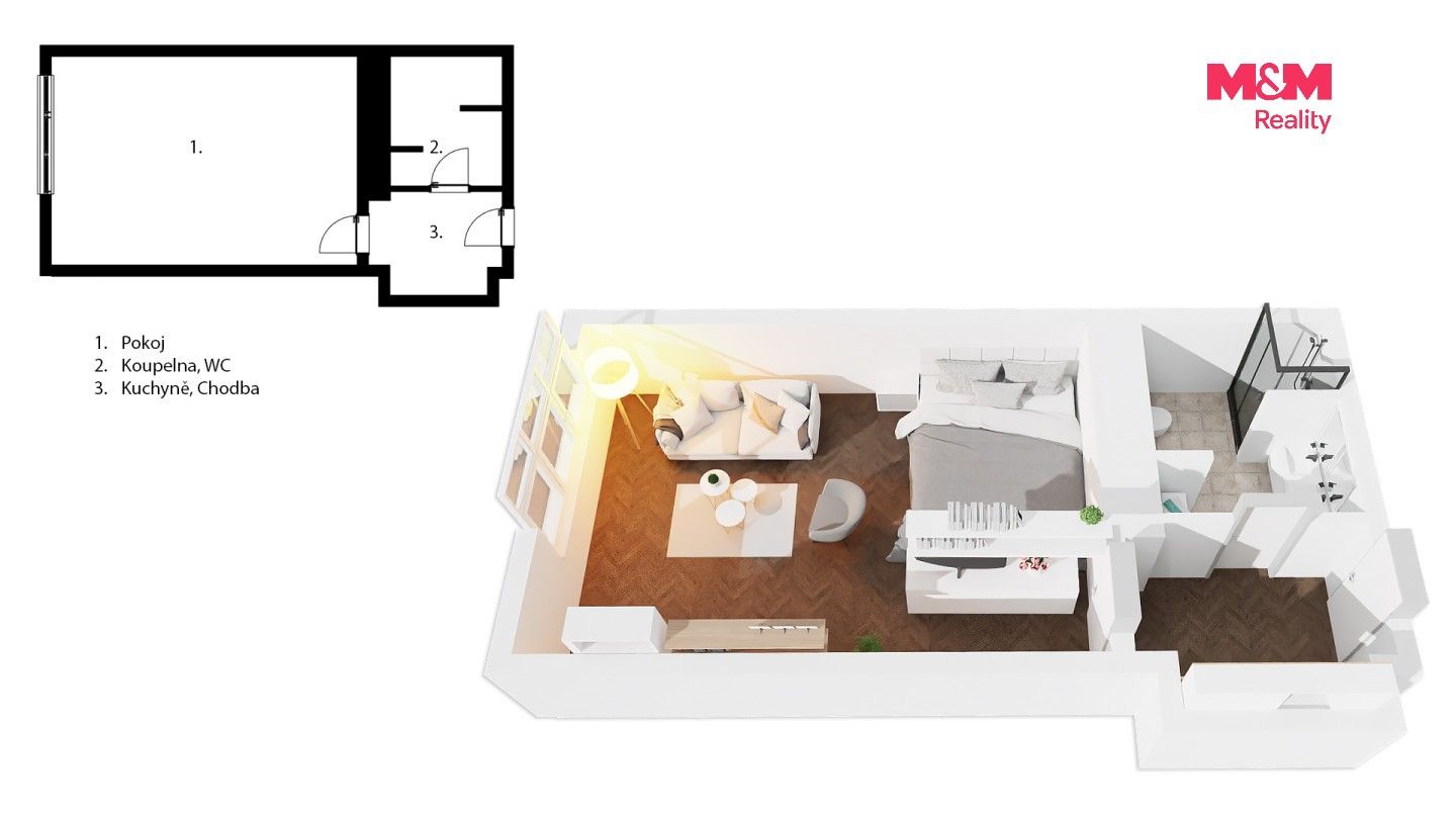 Pronájem bytu 1+kk 31 m² - foto 3