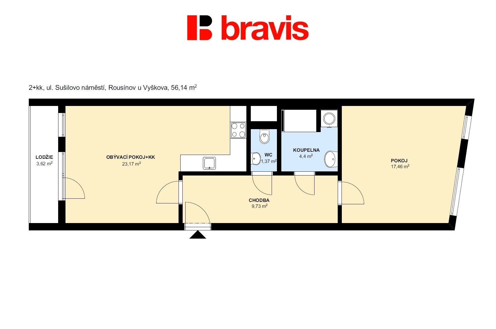 Pronájem bytu 2+kk 56 m² - foto 5
