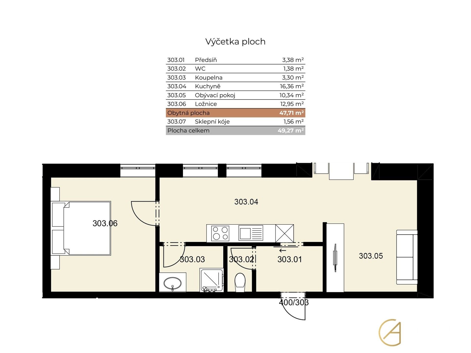 Prodej bytu 2+kk 49 m² - foto 3