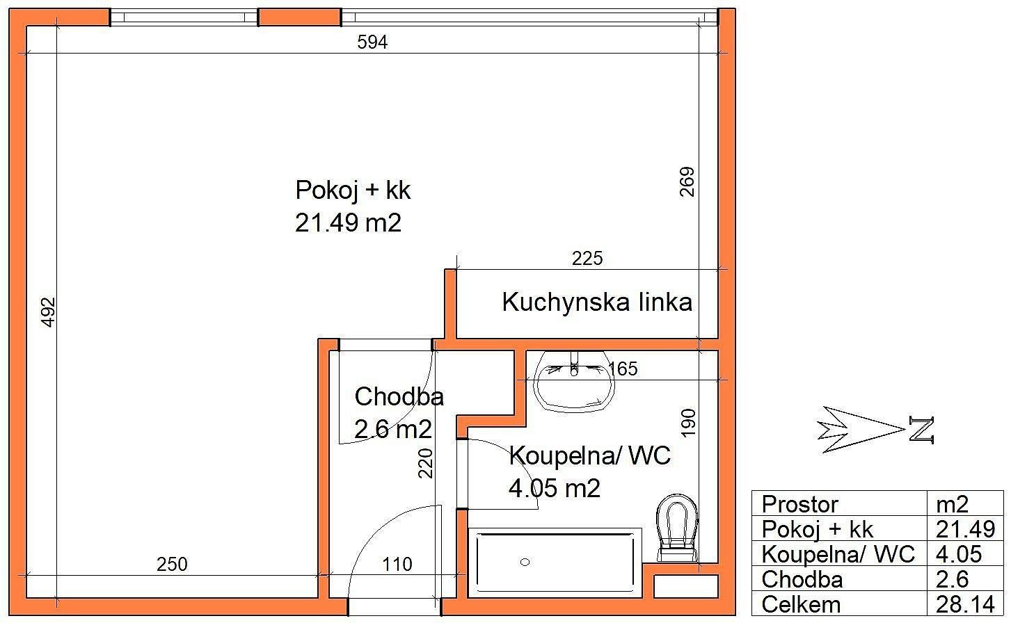 Pronájem bytu 1+kk 28 m² - foto 3