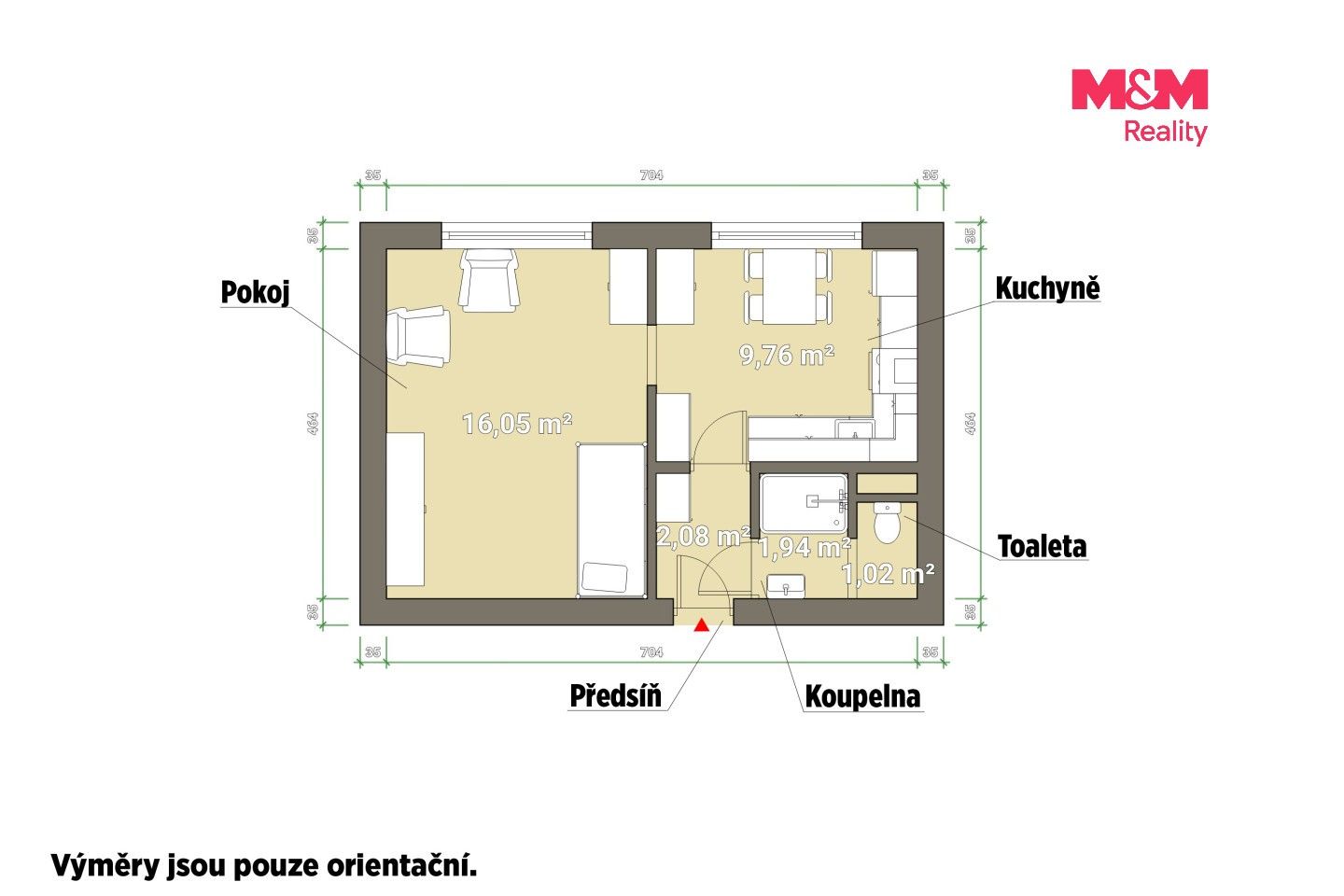 Pronájem bytu 1+1 32 m² - foto 2