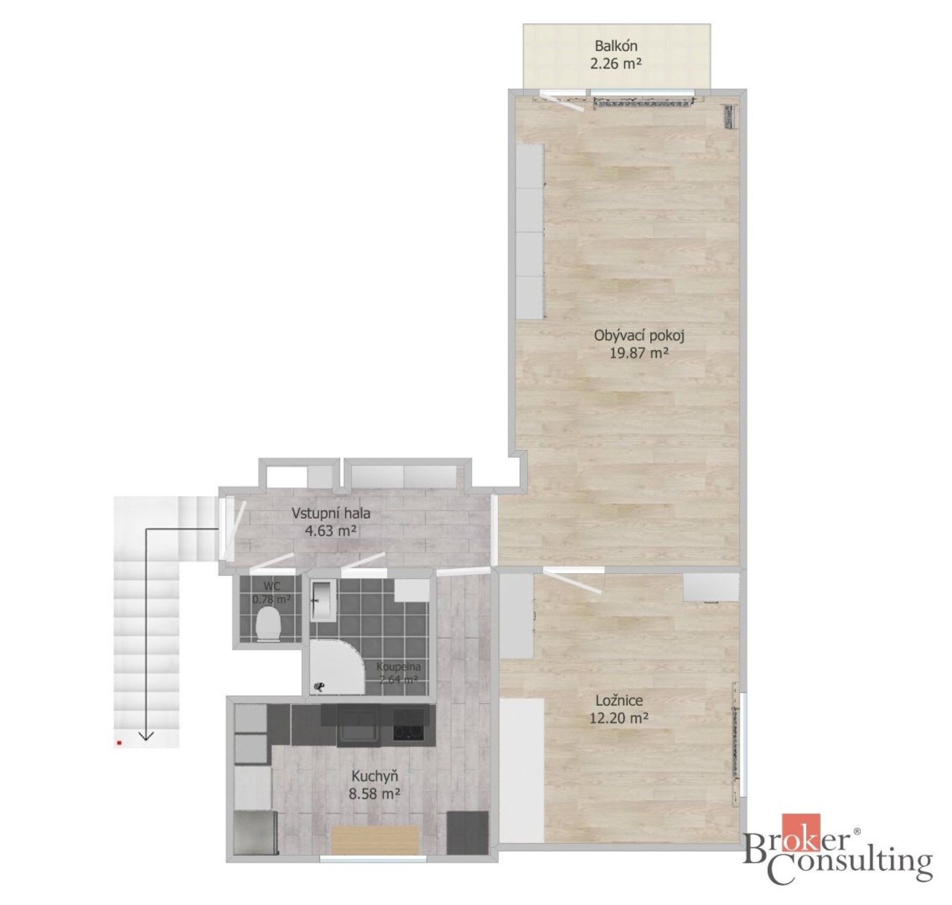 Pronájem bytu 2+1 51 m² - foto 12